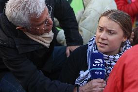 Greta Thunberg at Blockade In Central Brussels Against Fossil Fuel Subsidies