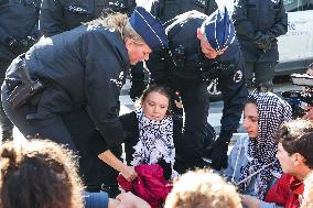 Greta Thunberg at Blockade In Central Brussels Against Fossil Fuel Subsidies