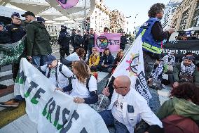 Greta Thunberg at Blockade In Central Brussels Against Fossil Fuel Subsidies