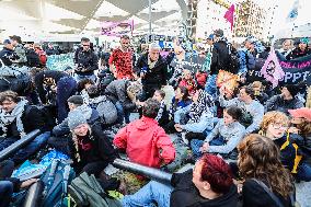 Greta Thunberg at Blockade In Central Brussels Against Fossil Fuel Subsidies