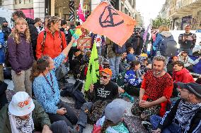 Greta Thunberg at Blockade In Central Brussels Against Fossil Fuel Subsidies