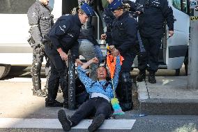 Greta Thunberg at Blockade In Central Brussels Against Fossil Fuel Subsidies