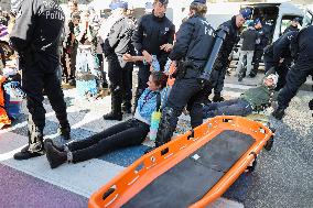 Greta Thunberg at Blockade In Central Brussels Against Fossil Fuel Subsidies