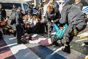 Greta Thunberg at Blockade In Central Brussels Against Fossil Fuel Subsidies