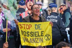 Greta Thunberg at Blockade In Central Brussels Against Fossil Fuel Subsidies