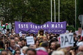 Pro-Palestinian Protest Marks 1st Year Of Gaza War  - Madrid