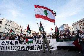 Pro-Palestinian Protest Marks 1st Year Of Gaza War  - Madrid