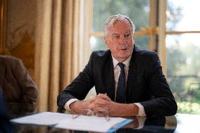 Exclusive - Michel Barnier At Hotel De Matignon - Paris