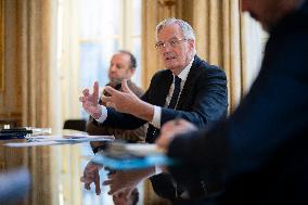 Exclusive - Michel Barnier At Hotel De Matignon - Paris