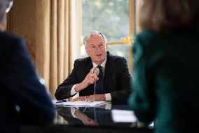 Exclusive - Michel Barnier At Hotel De Matignon - Paris