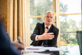 Exclusive - Michel Barnier At Hotel De Matignon - Paris