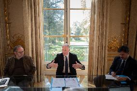 Exclusive - Michel Barnier At Hotel De Matignon - Paris