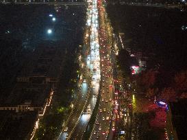 Vehicles Jam in Nanjing