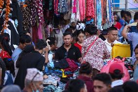 Dashain Festival Crowd In Nepal.