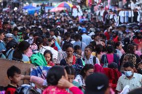 Dashain Festival Crowd In Nepal.