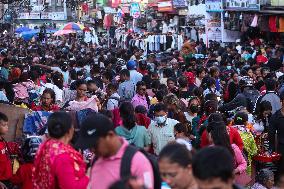 Dashain Festival Crowd In Nepal.