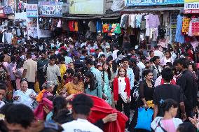 Dashain Festival Crowd In Nepal.