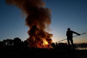 Cables Being Burnt To Extract Copper