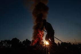 Cables Being Burnt To Extract Copper