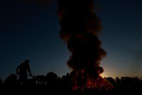 Cables Being Burnt To Extract Copper