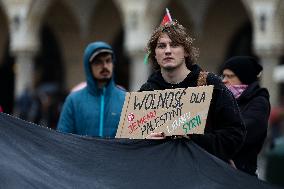 Solidarity Protest With Palestine In Krakow