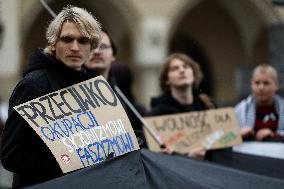 Solidarity Protest With Palestine In Krakow