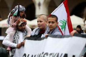 Solidarity Protest With Palestine In Krakow