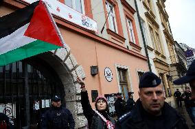 Solidarity Protest With Palestine In Krakow