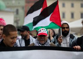 Solidarity Protest With Palestine In Krakow