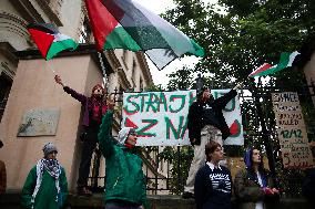 Solidarity Protest With Palestine In Krakow