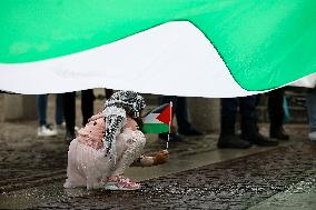 Solidarity Protest With Palestine In Krakow