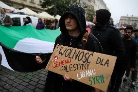 Solidarity Protest With Palestine In Krakow