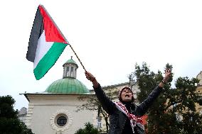 Solidarity Protest With Palestine In Krakow