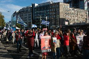 ''Bring Them Home'' Demo In Duesseldorf To Mark The First Anniversary Of The October 7 Hamas Attack