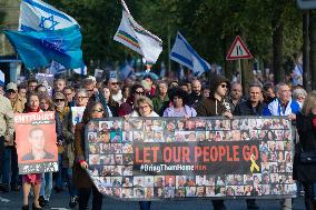 ''Bring Them Home'' Demo In Duesseldorf To Mark The First Anniversary Of The October 7 Hamas Attack