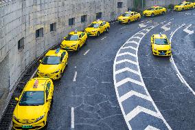 Taxis Line Up Outside The North Railway Station in Chongqing