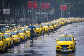 Taxis Line Up Outside The North Railway Station in Chongqing