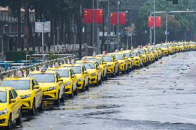 Taxis Line Up Outside The North Railway Station in Chongqing