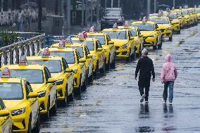 Taxis Line Up Outside The North Railway Station in Chongqing