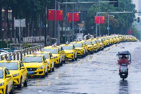 Taxis Line Up Outside The North Railway Station in Chongqing