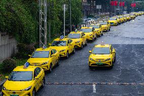 Taxis Line Up Outside The North Railway Station in Chongqing