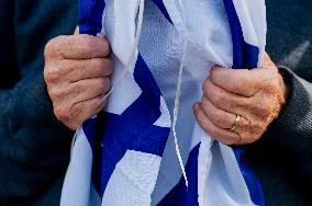 Pro-Israel Protestor During A Commemorative Ceremony In Ottawa