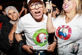 Kais Saied's Supporters Celebrate After Unofficial Results Of Presidential Election In Tunis