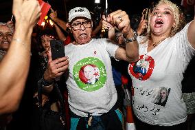 Kais Saied's Supporters Celebrate After Unofficial Results Of Presidential Election In Tunis