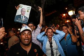 Kais Saied's Supporters Celebrate After Unofficial Results Of Presidential Election In Tunis