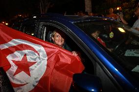 Kais Saied's Supporters Celebrate After Unofficial Results Of Presidential Election In Tunis