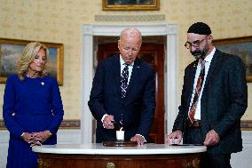 Joe Biden in a yahrzeit candle lighting - Washington