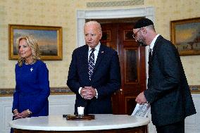 Joe Biden in a yahrzeit candle lighting - Washington