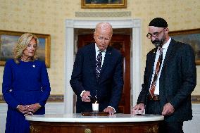 Joe Biden in a yahrzeit candle lighting - Washington