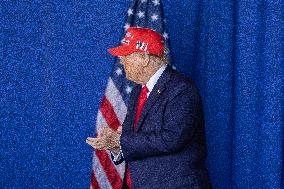 Donald Trump Holds Rally At Dodge County Airport In Juneau, Wisconsin.